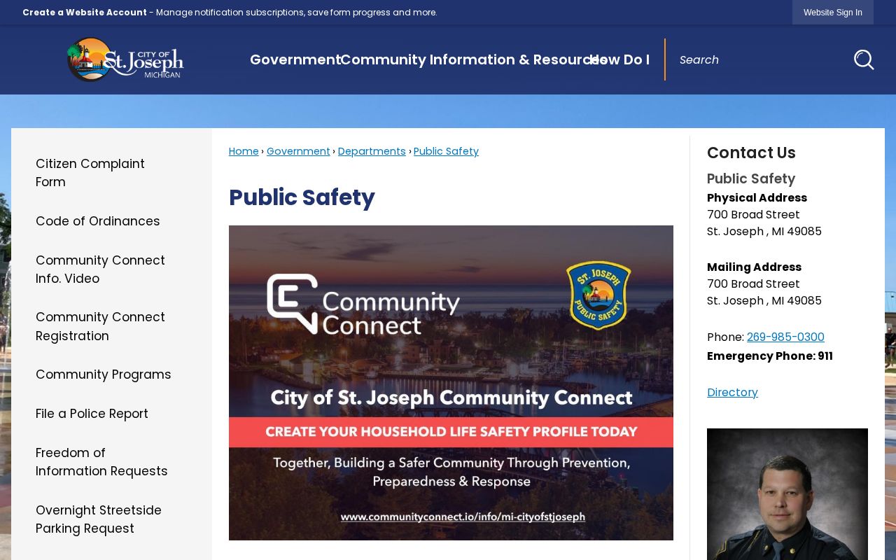 St. Joseph Department of Public Safety official information page