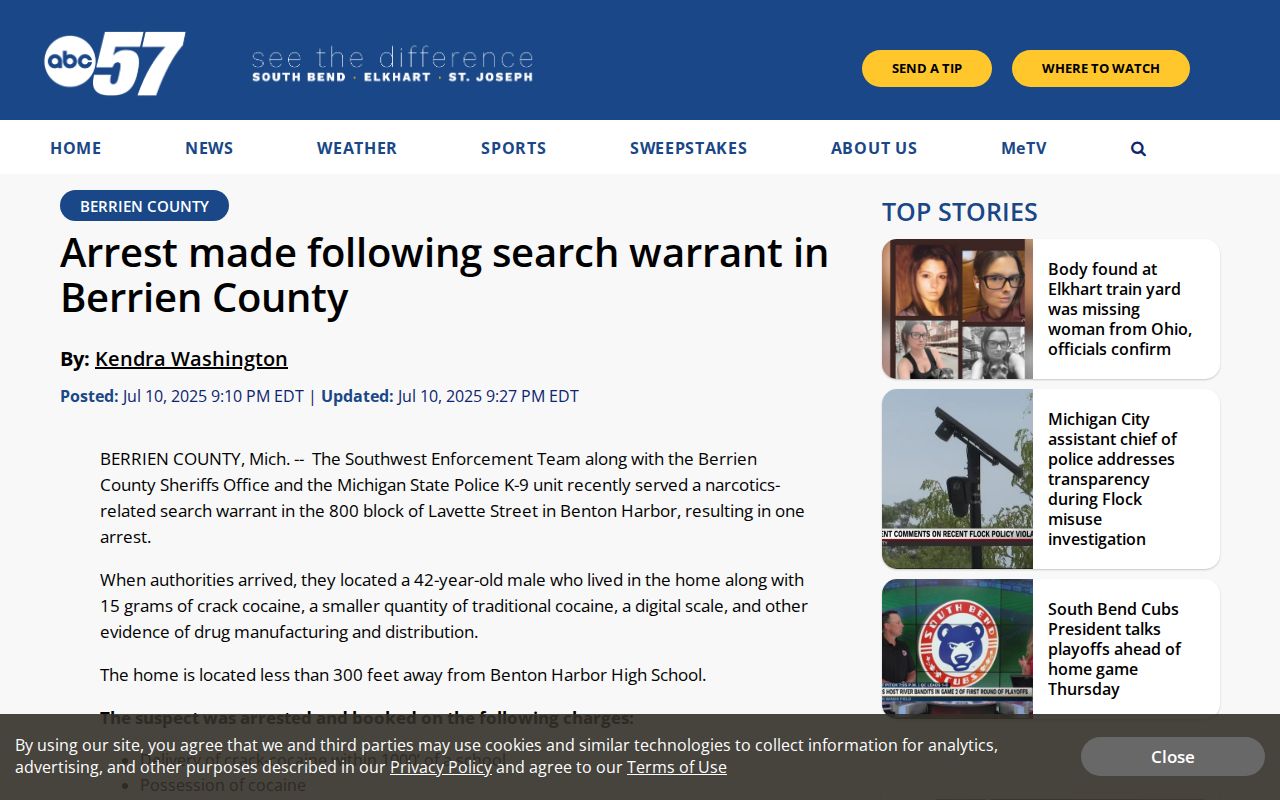Berrien County arrest log local news example